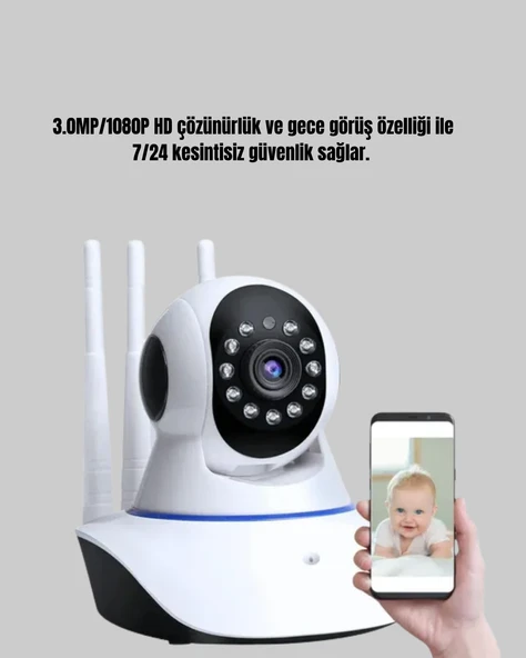 HD IP Kamera – Gece Görüşlü, Hareket Sensörlü, Mobil Takip ve Çift Yönlü Ses - 5