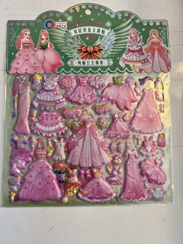 Sticker Prenses Elbise Giydirme Etkinlik Oyunu 2 Kartela Birden Model8 ürün görseli 1