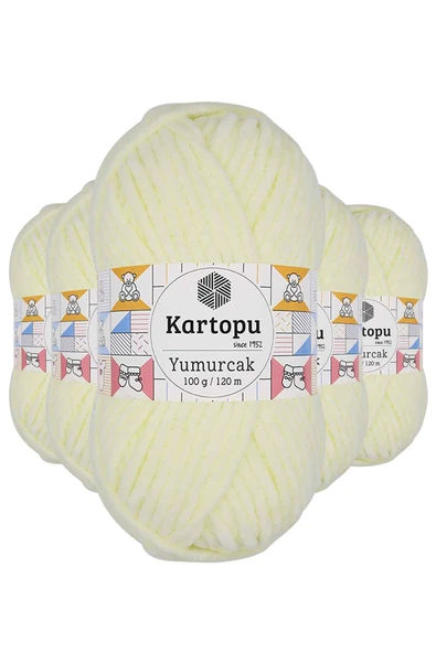 5 Adet Yumurcak Kadife El Örgü İpi Krem K335 ürün görseli 1