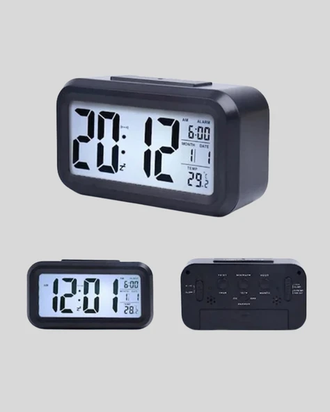 Sensörlü Dijital Masa Saati Alarm ve Sıcaklık Göstergeli - 5