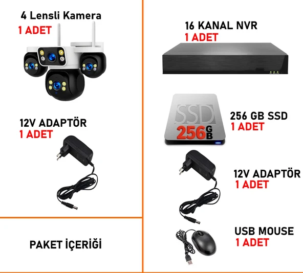 HiEasy 4 Kameralı 8MP NVR Güvenlik Seti (256GB SSD Dahil) – 4K AOV PTZ Kontrol H.265+ 7/24 Kayıt - Resim 4