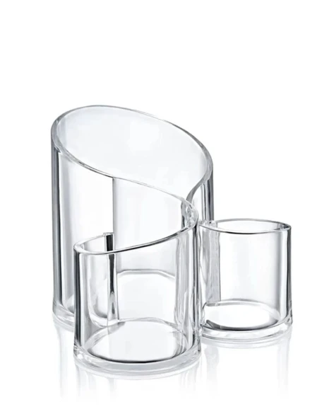 Makyaj Organizeri Şeffaf - 3 Gözlü - Resim 2