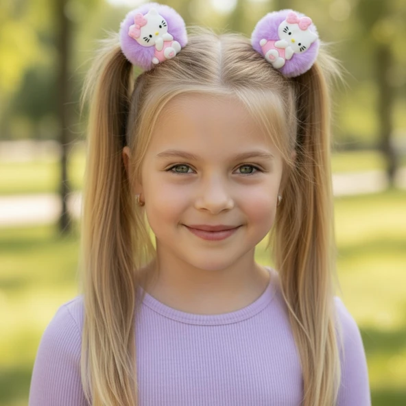 Hello Kity Peluş Lastikli Kız Çocuk Toka Set 2li - Resim 10