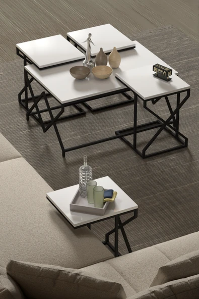 Tv Sehpası Mira Gümüş 5033 Beyaz 160 Cm 35 Cm 50 Cm - 2