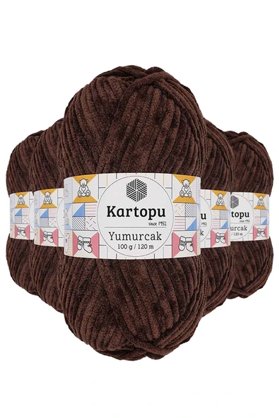 5 Adet Yumurcak Kadife El Örgü İpi Kahverengi K818 ürün görseli 1