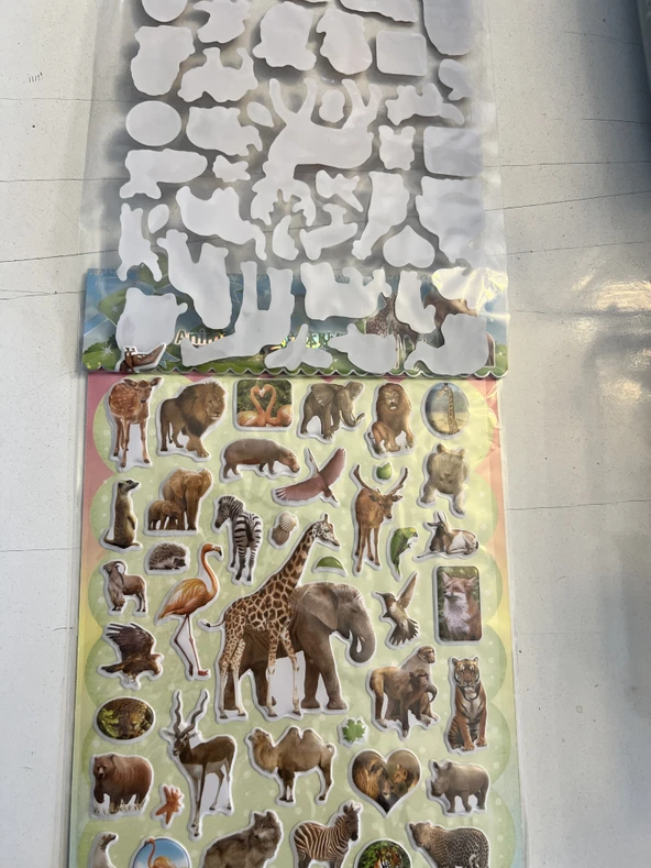 Kabartma Hayvanlar Sticker Etkinlik Oyunu 2 Kartela Birden Model19 - Resim 2