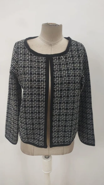 Kadın Uzun Kollu önü Açık şanel Kısa Hırka - Resim 7