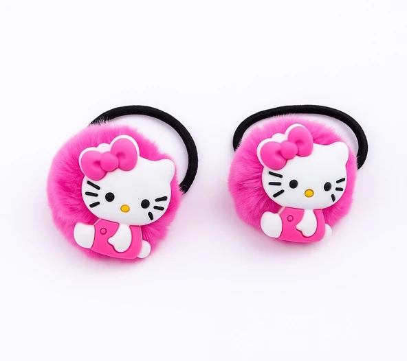 Hello Kity Peluş Lastikli Kız Çocuk Toka Set 2li - Resim 7