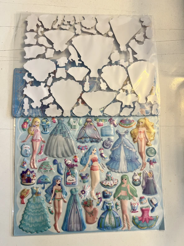 Sticker Prenses Elbise Giydirme Etkinlik Oyunu 2 Kartela Birden Model7 - Resim 2