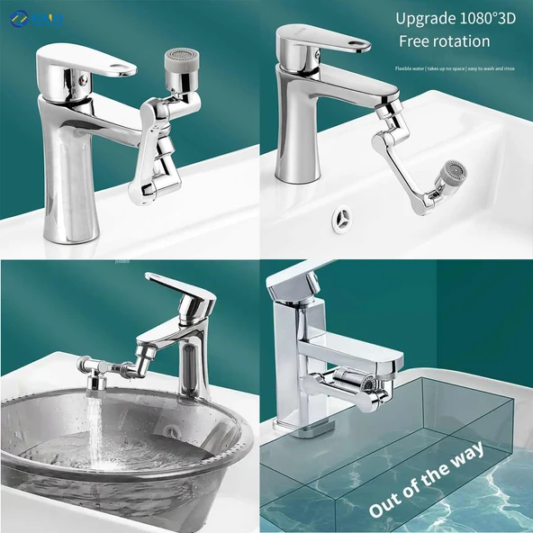 Evye Musluk Başlığı 180° Döner Perlatörlü Esnek Su Tasarruflu Krom Mutfak Bataryası Adaptör Musluk - Resim 2