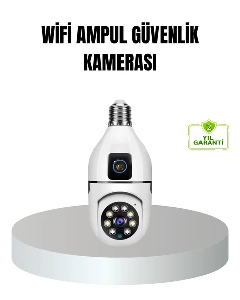 WiFi Ampul Güvenlik Kamerası 1080P Full HD Gece Görüşlü ve Hareket Algılamalı