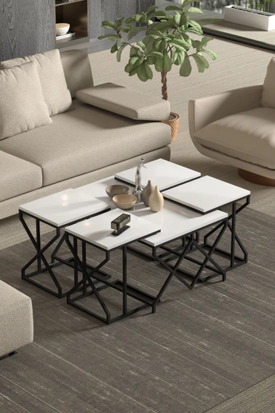 Tv Sehpası Mira Gümüş 5033 Beyaz 160 Cm 35 Cm 50 Cm - 3