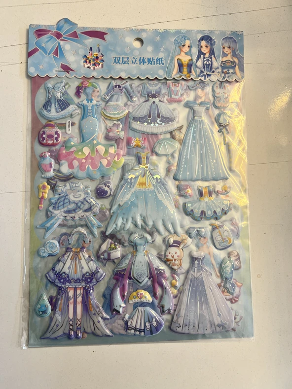 Sticker Prenses Elbise Giydirme Etkinlik Oyunu 2 Kartela Birden Model15 ürün görseli 1