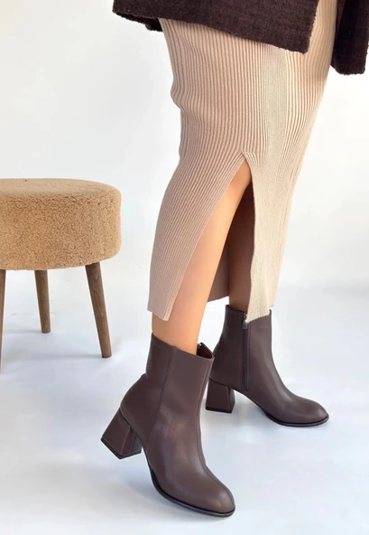 BİÇOMİ Tendy Kahverengi Cilt Topuklu Bot - Resim 2
