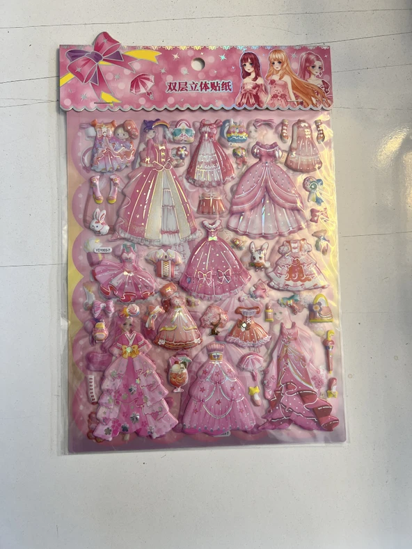 Sticker Prenses Elbise Giydirme Etkinlik Oyunu 2 Kartela Birden Model5 ürün görseli 1