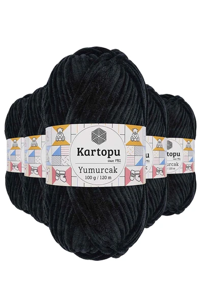 5 Adet Yumurcak Kadife El Örgü İpi Siyah K940 ürün görseli 1