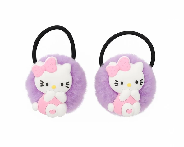 Hello Kity Peluş Lastikli Kız Çocuk Toka Set 2li - Resim 11