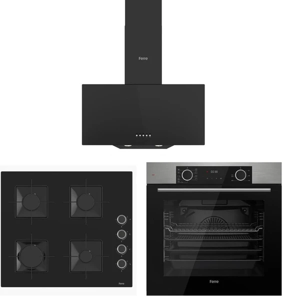 Ferre Siyah Set ( D086 Siyah DAVLUMBAZ-SS205 Siyah Ocak- XE63MI Fryart Inox Fırın) ürün görseli