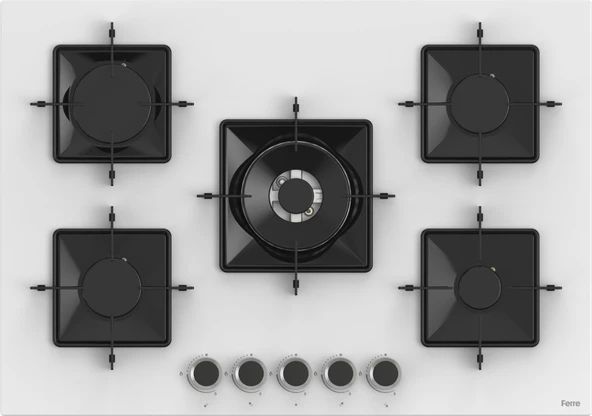 Ferre Ss Serisi Beyaz 5 Gözlü Ankastre Set ( QBL62CB-SS036-D078 ) - Resim 4