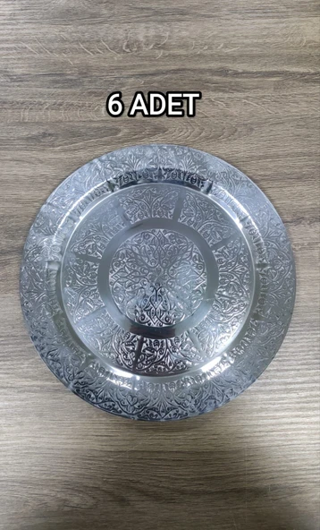 26 Cm Otantik Desenli Krom Çelik Meze ve Servis Tabağı ürün görseli