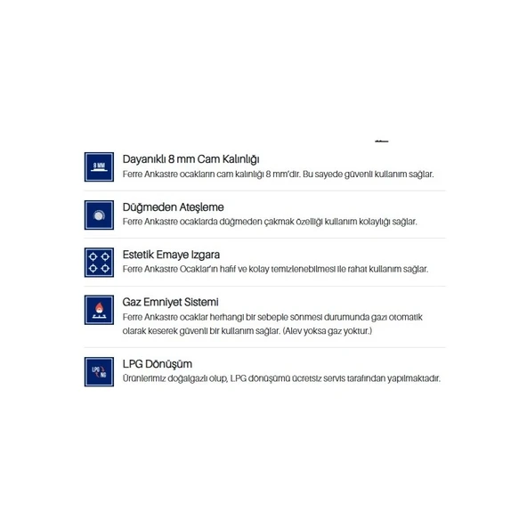 Ferre QBL62CB - SS206 -D086 60 cm Siyah Cam Turbolu Ankastre Set - Resim 5