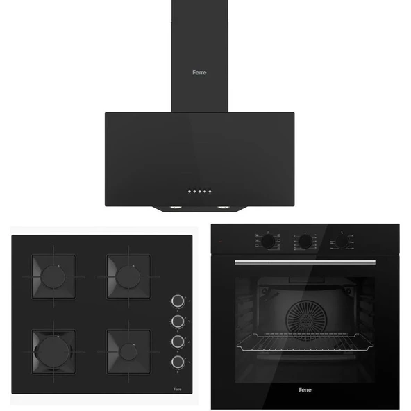 Ferre Siyah Set ( D086 Siyah DAVLUMBAZ-SS205 Siyah Ocak- QBL62CS Fırın) ürün görseli