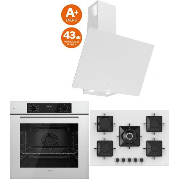 Ferre Icon Plus 75 Serisi 3lü Cam Ankastre Set (QBL63CB-SS036-D078SA) ürün görseli