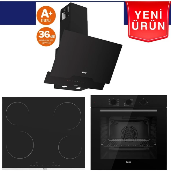 Ferre Silenart Yeni Seri Ultra Sessiz Siyah  Ankastre Set (QBL62CS  +  MS261+  D063 -Sa) ürün görseli