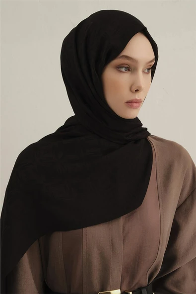 Lyocell Naia Kare Monogram Şal 6 - Resim 3