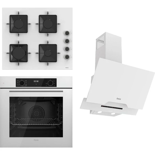 Ferre Flowart-Sılentart Serisi Beyaz Set (SS206 + QBL63CB +D064-SA) - Emaye Izgara ürün görseli