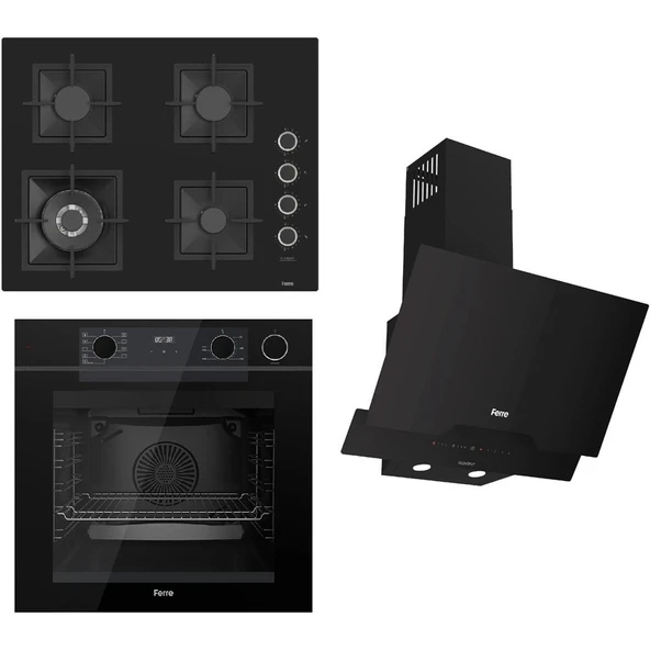 Ferre Steamart-Fryart-Sılentart Serisi Siyah Set (SC405-WFA + QEP64CS +D063-SA) - Döküm Izgara / 65 cm Ocak ürün görseli
