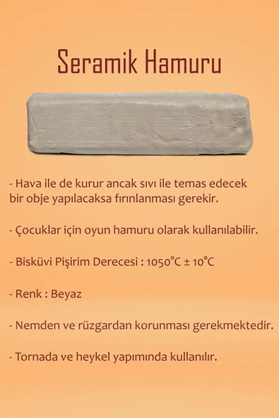 Beyaz Seramik Hamuru 1 Kg Kil Plastik Ebeşuar Seti 6x15 ml Akrilik Set 25 ml Partlatma Verniği - Resim 6