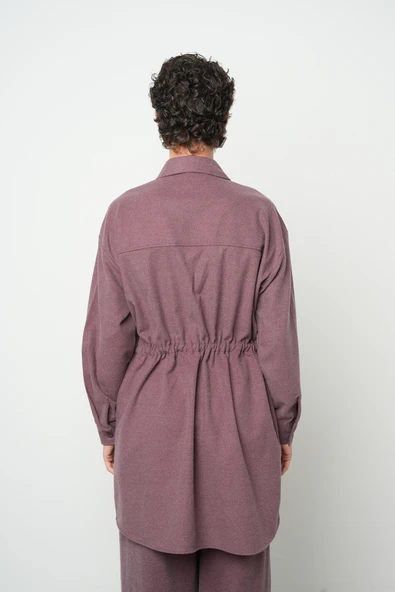 Kadın Taş İşlemeli Belden Bağlamalı Düz Renk Uzun Tesettüre Uygun Ceket - 10