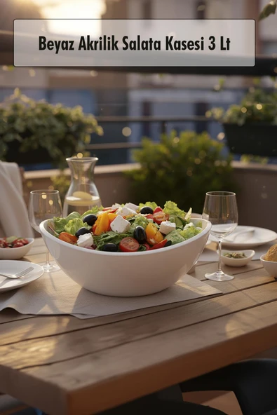 Beyaz Akrilik Salata Kasesi & Servis Kasesi 3 Lt ürün görseli 1