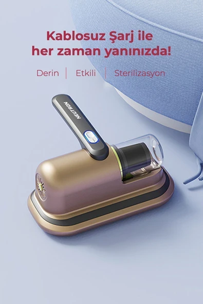 NEUTRON Anti Alerjen Uv Işınlı Şarjlı Yatak Ve Koltuk Akar Bakteri Temizleyici El Süpürgesi Gold ürün görseli