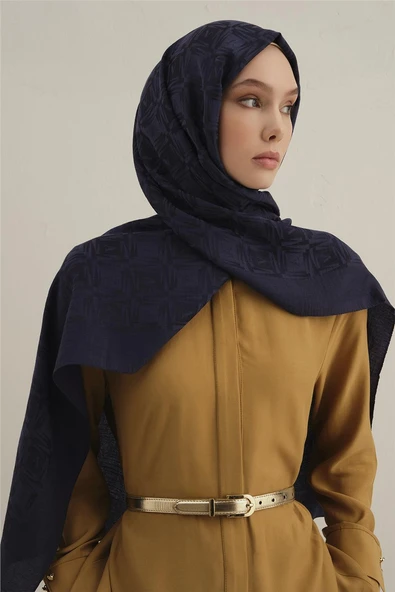 Lyocell Naia Kare Monogram Şal 6 - Resim 6