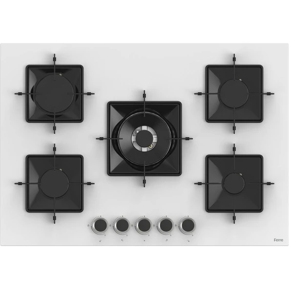 Ferre Steamart-Fryart Serisi Beyaz Set (SS036 + QBL63CB +D078) - Emaye Izgara - 75 cm Ocak - Resim 2