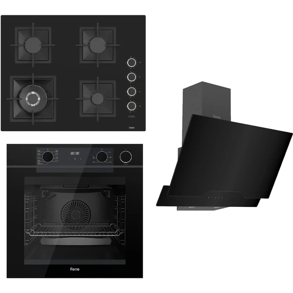 Ferre Steamart-Fryart Serisi Siyah Set (SC405-WFA + QEP64CS +D063) - Döküm Izgara / 65 cm Ocak ürün görseli