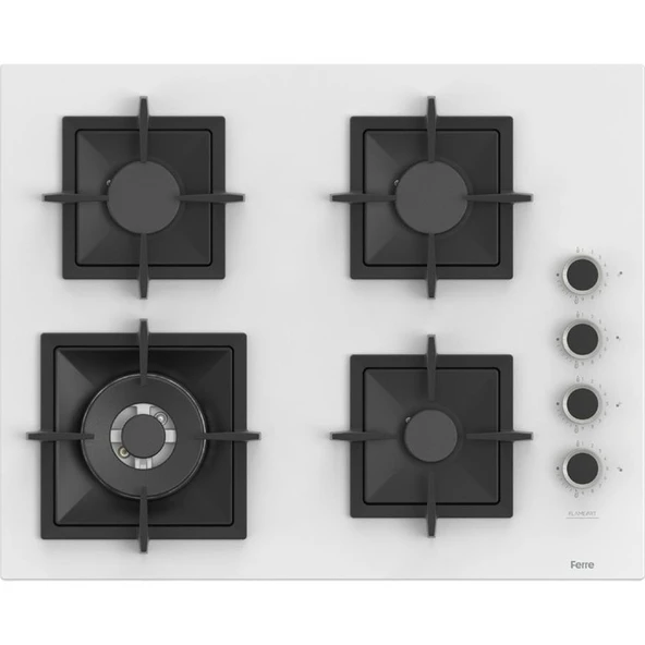 Ferre Flowart-Sılentart Serisi Beyaz Set (SC406-WFA + QBL63CB +D064-SA) - Döküm Izgara / 65 cm Ocak - Resim 2