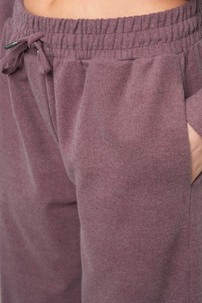 Kadın Bol Paça Rahat Kalıp Düz Renk Kumaş Pantolon - 8