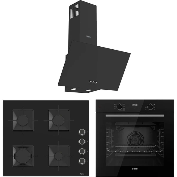 Ferre Flowart Ventora Essential Siyah 3'lü Ankastre Set ( QBL63CS-SS205-D086 ) ürün görseli