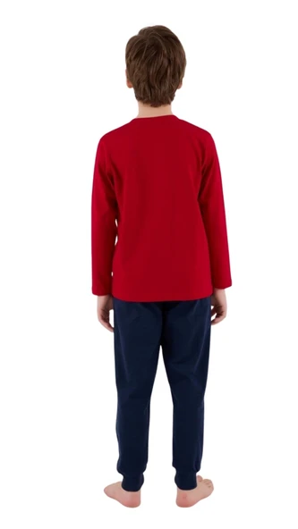 Us Polo Erkek Çocuk Garson Kırmızı Uzun Kol Pijama Takım 2233 - Resim 3