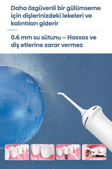 Whirtz Su Püskürtmeli Ağız Duşu – 300ml, Şarjlı, Taşınabilir - Resim 8