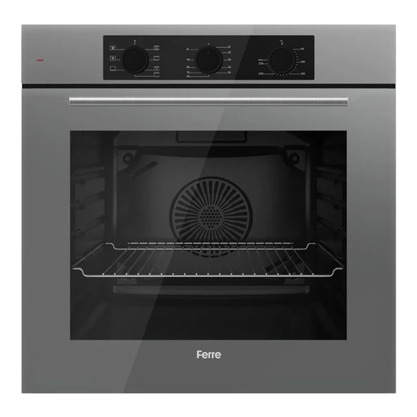 Ferre Gri Set (D088 Gri Davlumbaz -SS208 Gri Ocak- QBL62CPR Gri Fırın) - Resim 4