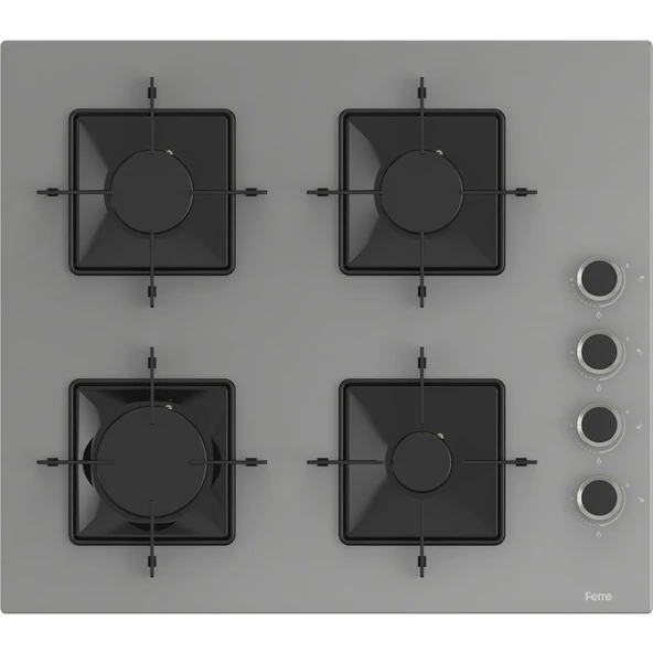 Ferre QBL62CPR - SS208CPR -D088 60 cm Gri Cam Turbolu Ankastre Set - Resim 3