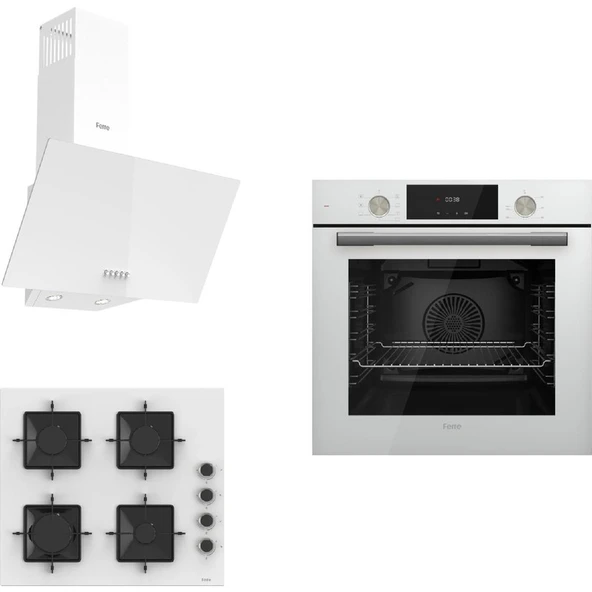 Ferre New White Flowart 3 Lü Ankastre Set ( QMS63CB -SS206 - D087 ) ürün görseli