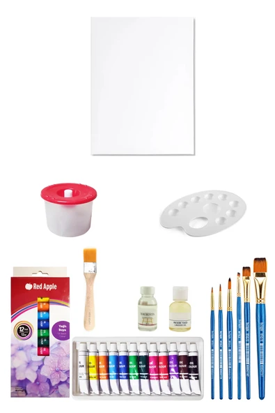 Red Apple Tüp Yağlı Boya Seti 12 ml 12'li 25x35 Tuval Seti ürün görseli