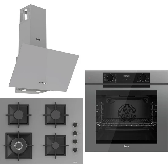 Ferre Grey FryArt 3 Lü Ankastre Set ( QEP63CPR - SC408-WFA - D088 )  65 cm Wok Bek Ocak ürün görseli