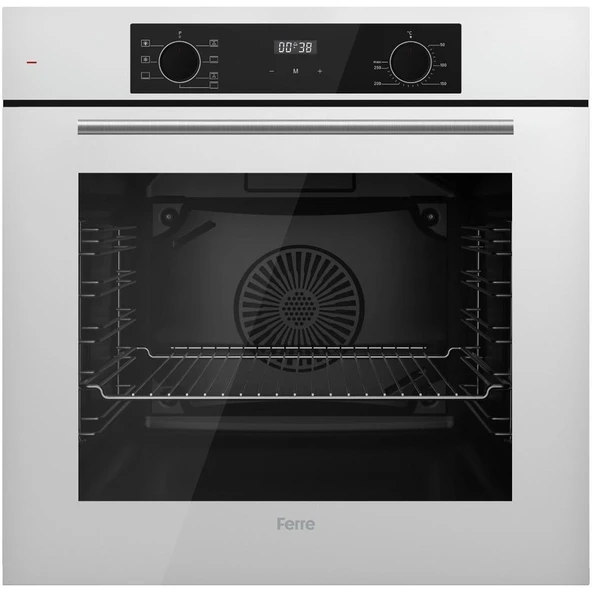 Ferre Steamart-Fryart Serisi Beyaz Set (SS036 + QBL63CB +D078) - Emaye Izgara - 75 cm Ocak - Resim 3