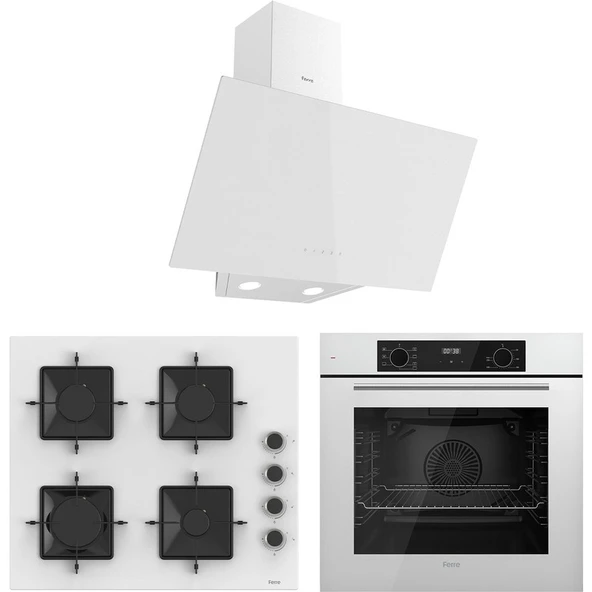 Ferre Flowart Ventora Plus Beyaz 3'lü Ankastre Set ( QBL63CB-SS206-D078 ) ürün görseli